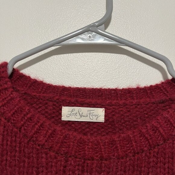 LoveShackFancy Atlas Fringe Crop Red Baby Alpaca Wool Blend Sweater Size Small - Picture 5 of 9